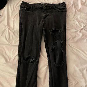 black ripped jeans